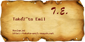 Takáts Emil névjegykártya